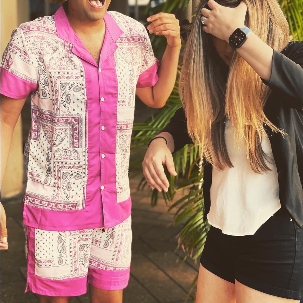 BooHoo Man Purple Bandana Print Shorts In Large